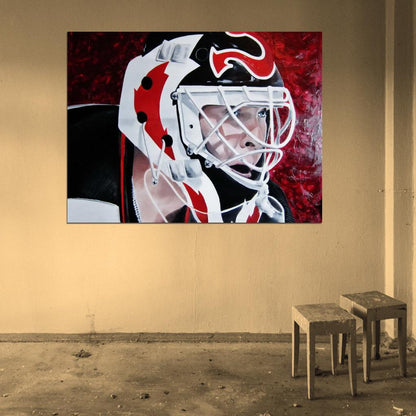 Martin Brodeur Goaltender Painting Art Hockey Sport Wall Art Print Poster