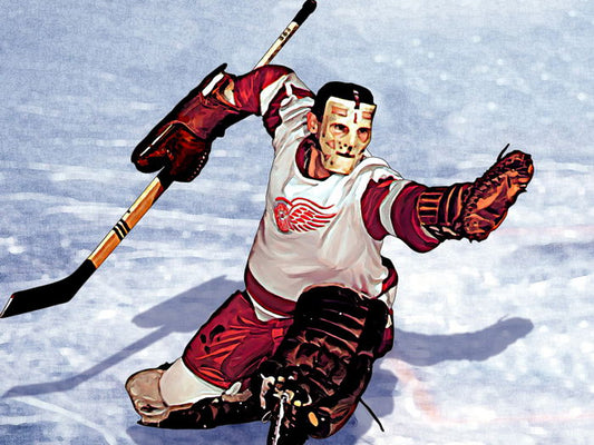 Terry Sawchuk Goaltender Classic Painting Art Hockey Sport Wall Art Print Poster