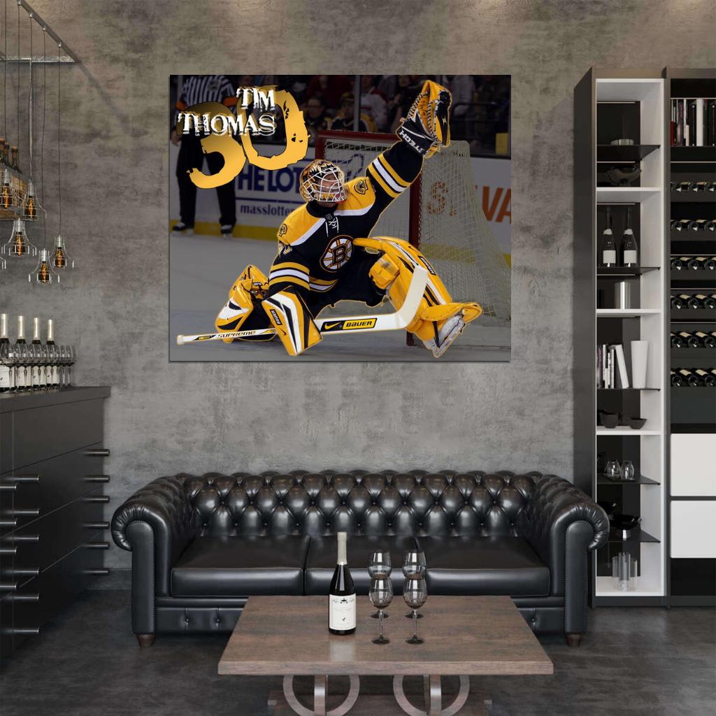 Tim Thomas Goaltender Painting Art Hockey Sport Wall Art Print Poster