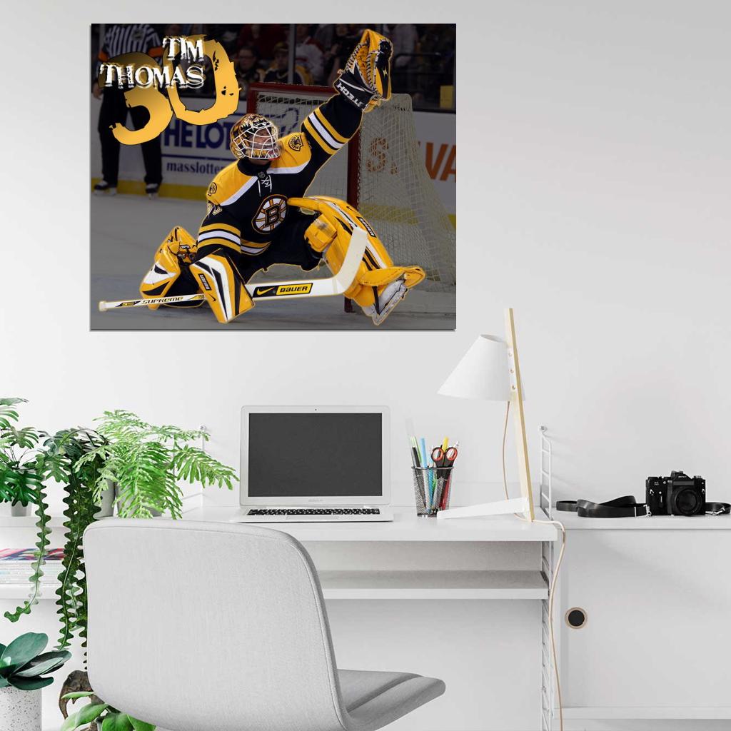 Tim Thomas Goaltender Painting Art Hockey Sport Wall Art Print Poster