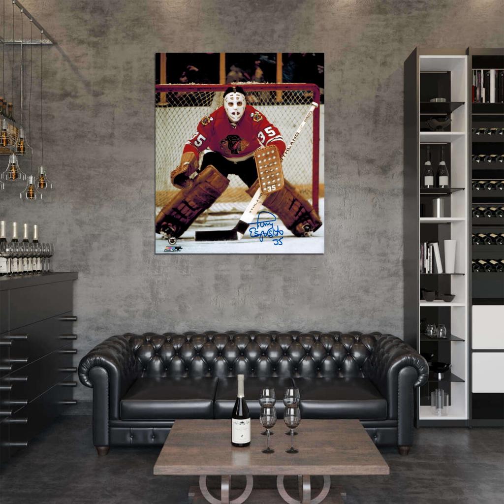 Tony Esposito Goaltender Signature Classic Hockey Sport Wall Art Print Poster