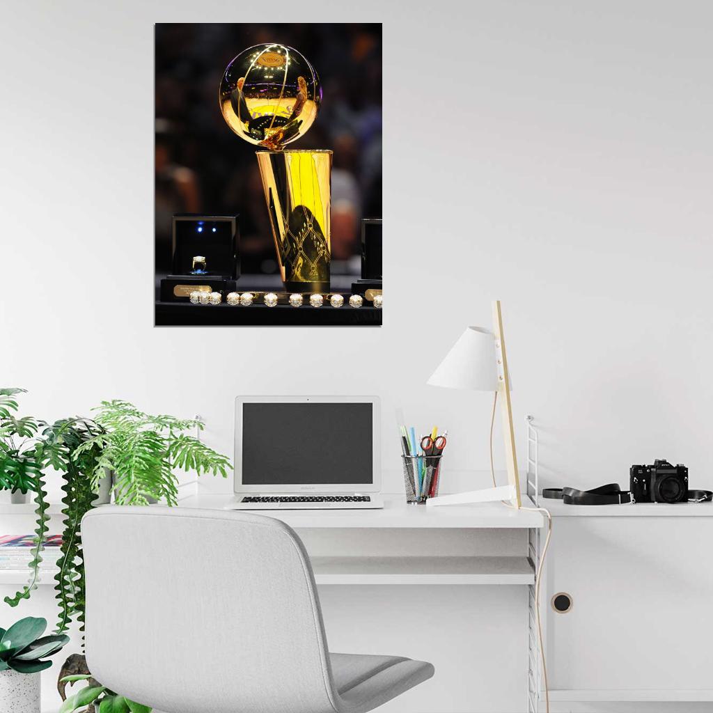 Los Angeles Champion Trophy Rings Basketball Sport Wall Art Print Poster