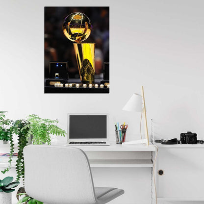 Los Angeles Champion Trophy Rings Basketball Sport Wall Art Print Poster