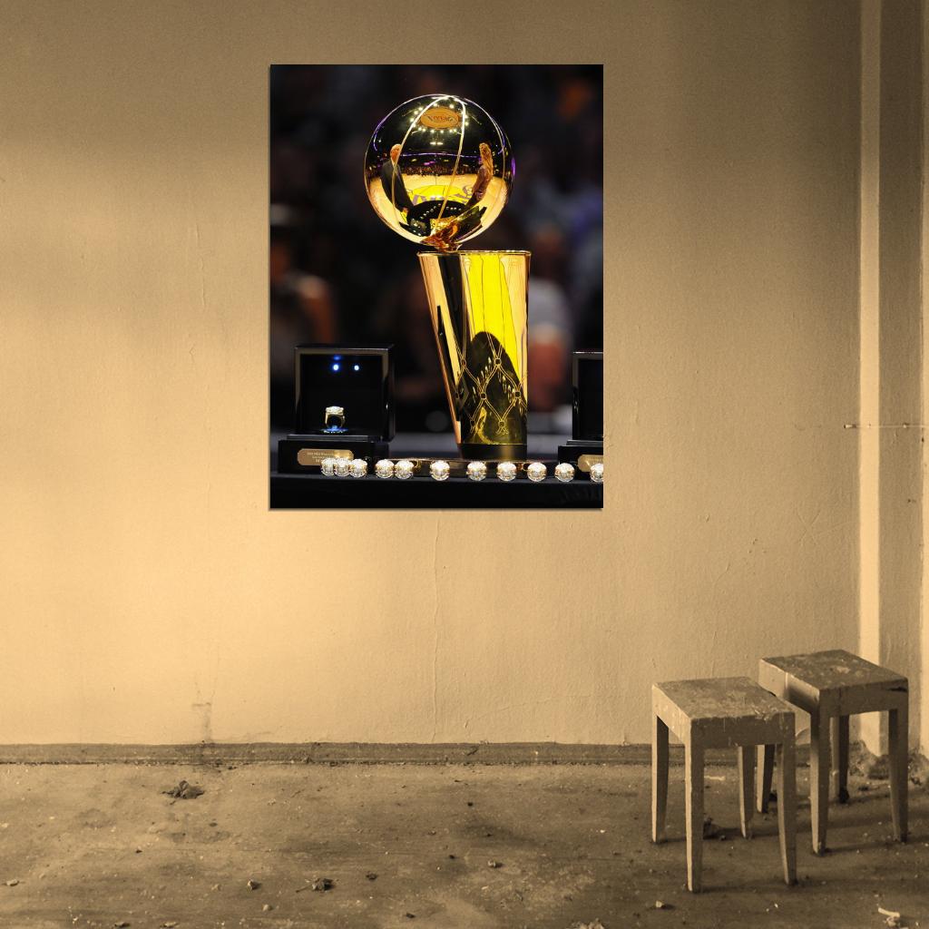 Los Angeles Champion Trophy Rings Basketball Sport Wall Art Print Poster