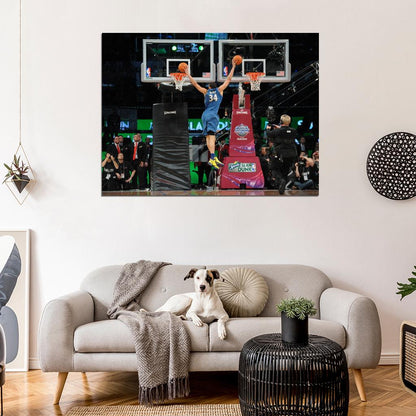 JaVale McGee Slam Dunk Contest Two Rims Basketball Sport Wall Art Print Poster