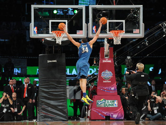 JaVale McGee Slam Dunk Contest Two Rims Basketball Sport Wall Art Print Poster