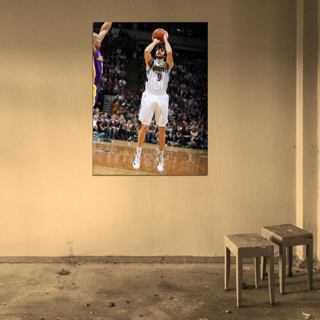 Ricky Rubio Jump Shot Basketball Sport Wall Art Print Poster