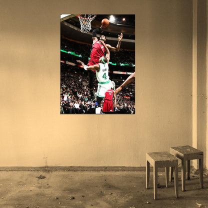 Lebron James Posterizes Jason Terry Dunk Miami Boston Basketball Sport Wall Art Print Poster