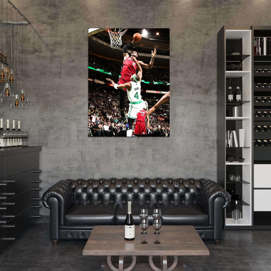 Lebron James Posterizes Jason Terry Dunk Miami Boston Basketball Sport Wall Art Print Poster