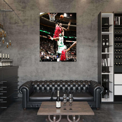 Lebron James Posterizes Jason Terry Dunk Miami Boston Basketball Sport Wall Art Print Poster