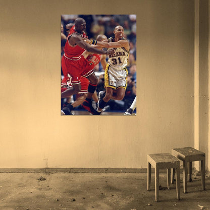 Reggie Miller vs Michael Jordan 1998 Basketball Sport Wall Art Print Poster