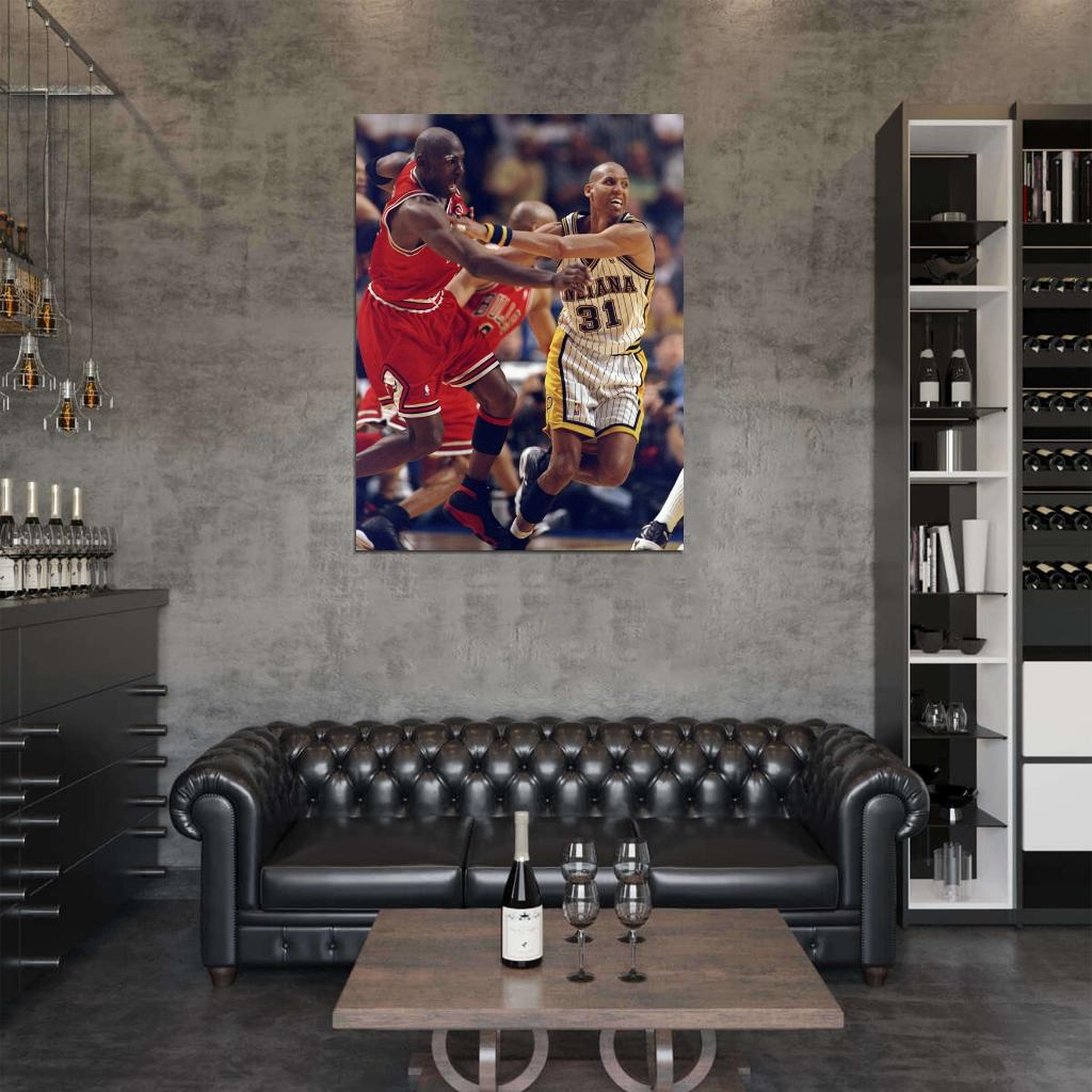 Reggie Miller vs Michael Jordan 1998 Basketball Sport Wall Art Print Poster