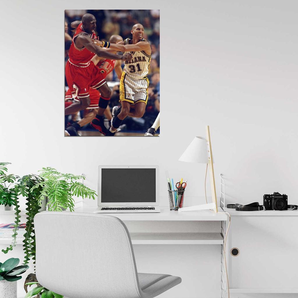 Reggie Miller vs Michael Jordan 1998 Basketball Sport Wall Art Print Poster