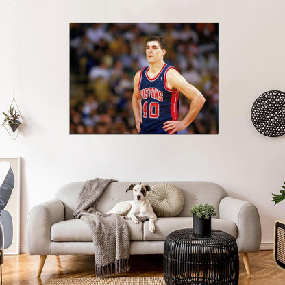 Bill Laimbeer Classic Retro Basketball Sport Wall Art Print Poster