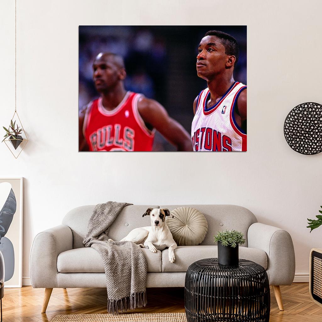 Isiah Thomas Pistons Michael Jordan Zeke Retro Basketball Sport Wall Art Print Poster