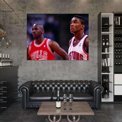 Isiah Thomas Pistons Michael Jordan Zeke Retro Basketball Sport Wall Art Print Poster