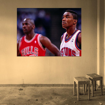 Isiah Thomas Pistons Michael Jordan Zeke Retro Basketball Sport Wall Art Print Poster