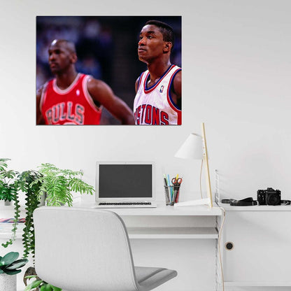 Isiah Thomas Pistons Michael Jordan Zeke Retro Basketball Sport Wall Art Print Poster