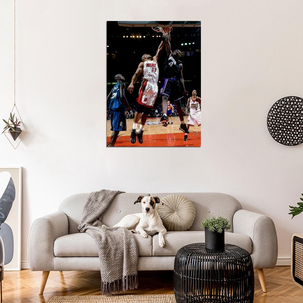 Chris Webber Dunk Alonzo Mourning Kings All-Star Game Basketball Sport Wall Art Print Poster