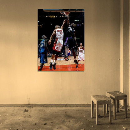 Chris Webber Dunk Alonzo Mourning Kings All-Star Game Basketball Sport Wall Art Print Poster