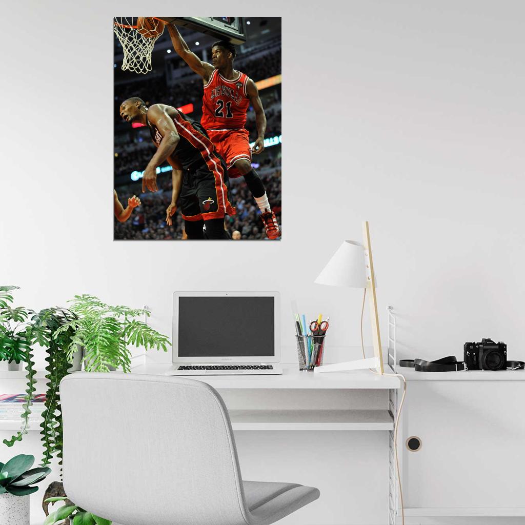 Jimmy Butler Dunk Chris Bosh Bulls Basketball Sport Wall Art Print Poster