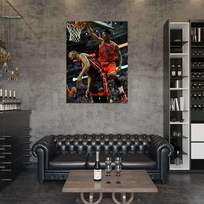 Jimmy Butler Dunk Chris Bosh Bulls Basketball Sport Wall Art Print Poster