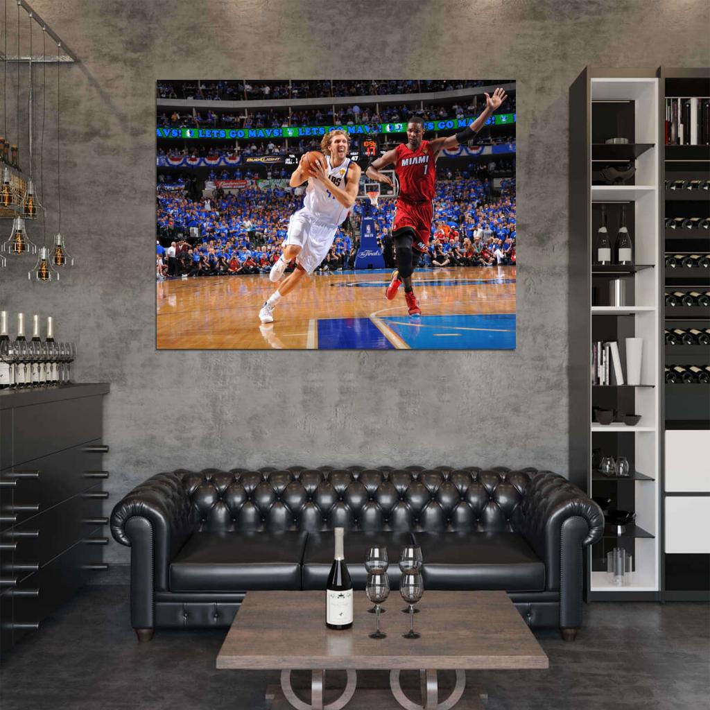 Dirk Nowitzki Finals Dallas Basketball Sport Wall Art Print Poster