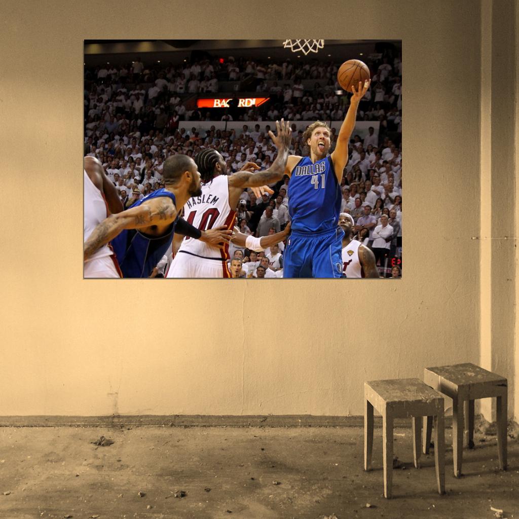 Dirk Nowitzki Clutch Layup Finals Dallas Basketball Sport Wall Art Print Poster