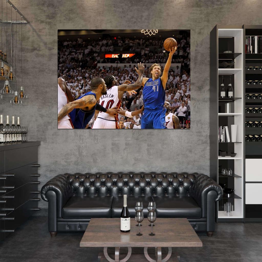 Dirk Nowitzki Clutch Layup Finals Dallas Basketball Sport Wall Art Print Poster