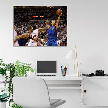 Dirk Nowitzki Clutch Layup Finals Dallas Basketball Sport Wall Art Print Poster