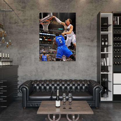 Blake Griffin Posterizes Kendrick Perkins Monster Dunk Basketball Sport Wall Art Print Poster