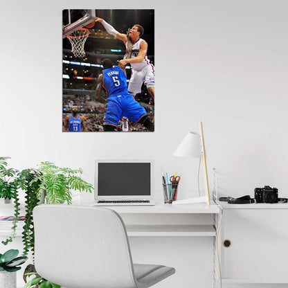 Blake Griffin Posterizes Kendrick Perkins Monster Dunk Basketball Sport Wall Art Print Poster