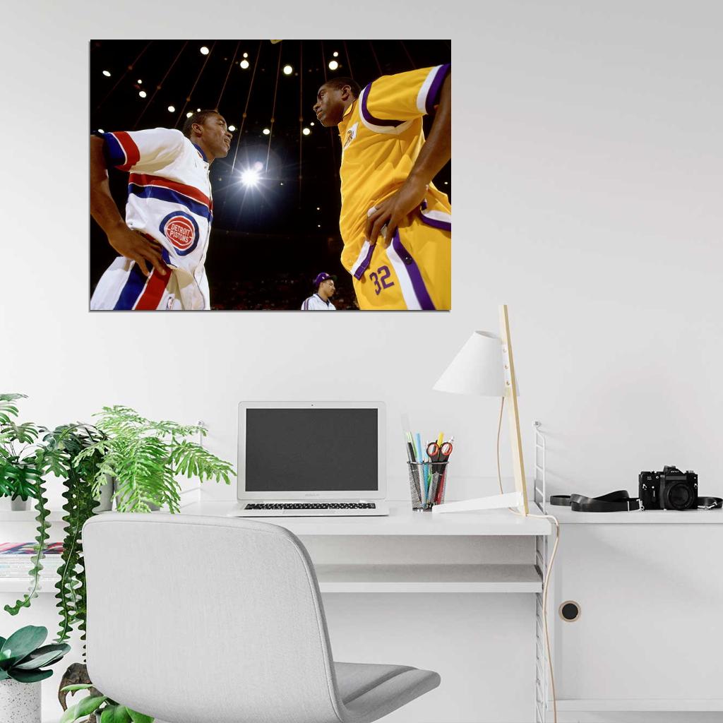 Isiah Thomas Magic Johnson Retro Basketball Sport Wall Art Print Poster