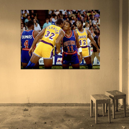 Isiah Thomas Magic Johnson Pistons Retro Classic Basketball Sport Wall Art Print Poster
