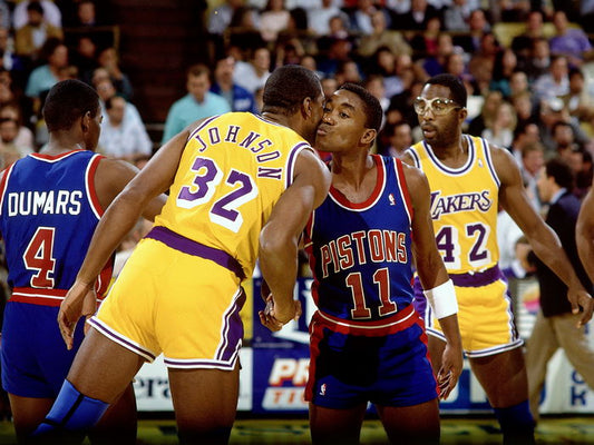 Isiah Thomas Magic Johnson Pistons Retro Classic Basketball Sport Wall Art Print Poster