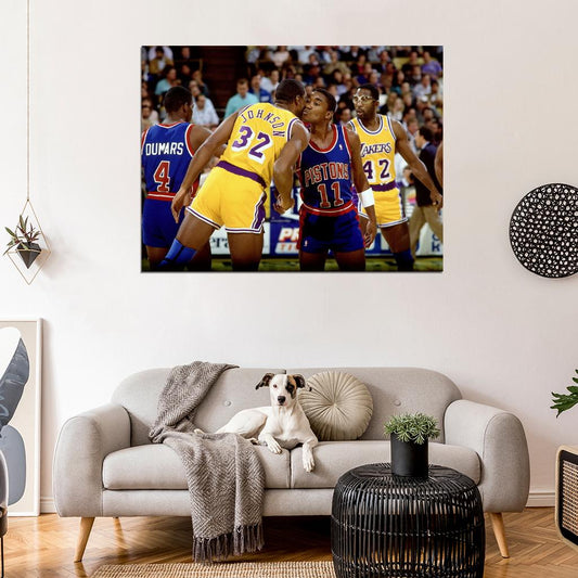 Isiah Thomas Magic Johnson Pistons Retro Classic Basketball Sport Wall Art Print Poster