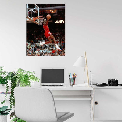 Michael Jordan Slam Dunk Contest Retro Basketball Sport Wall Art Print Poster
