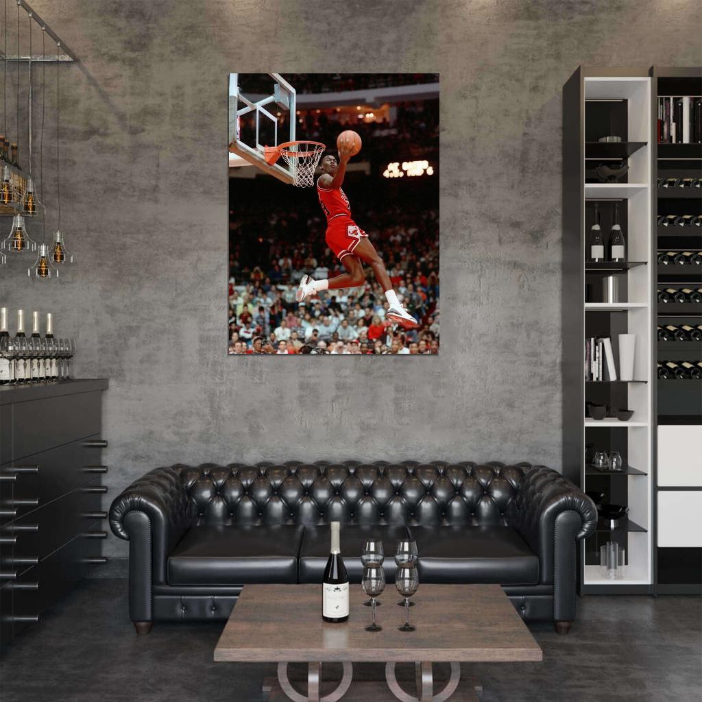 Michael Jordan Slam Dunk Contest Retro Basketball Sport Wall Art Print Poster