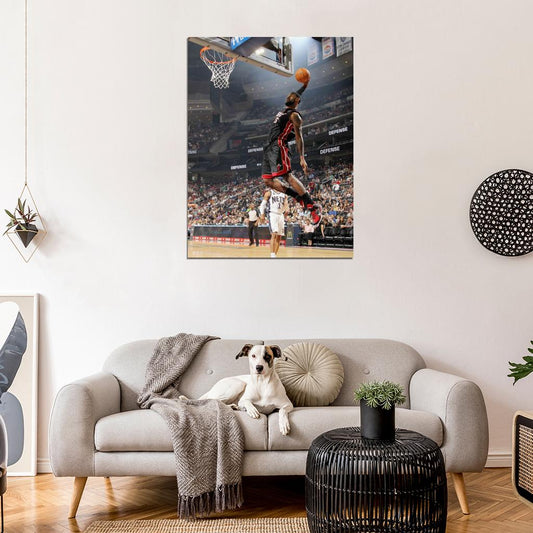 Lebron James Slam Dunk Basketball Sport Wall Art Print Poster