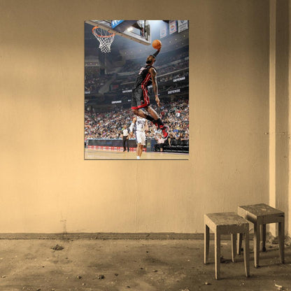 Lebron James Slam Dunk Basketball Sport Wall Art Print Poster