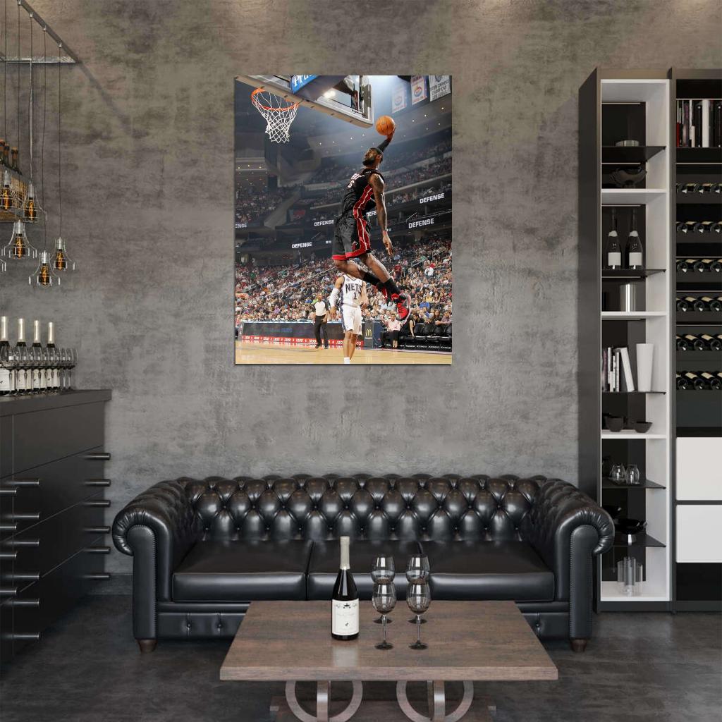 Lebron James Slam Dunk Basketball Sport Wall Art Print Poster
