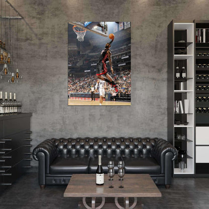 Lebron James Slam Dunk Basketball Sport Wall Art Print Poster