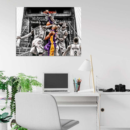 Black Mamba Dunk vs Basketball Sport Wall Art Print Poster