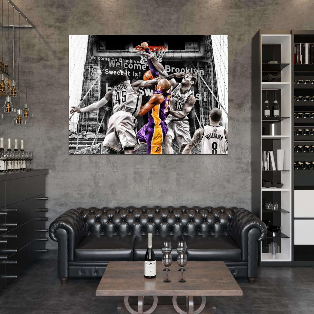 Black Mamba Dunk vs Basketball Sport Wall Art Print Poster