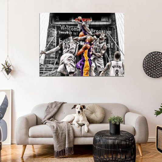 Black Mamba Dunk vs Basketball Sport Wall Art Print Poster