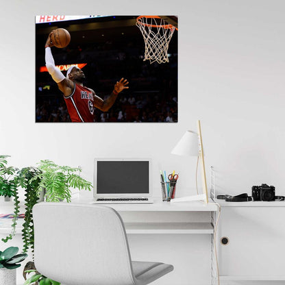 Lebron James Dunk Basketball Sport Wall Art Print Poster