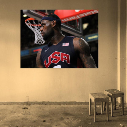 Lebron James USA Team Basketball Sport Wall Art Print Poster