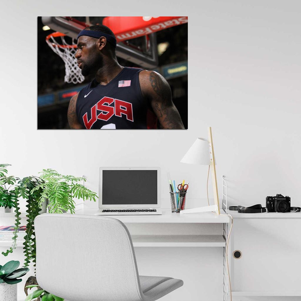 Lebron James USA Team Basketball Sport Wall Art Print Poster