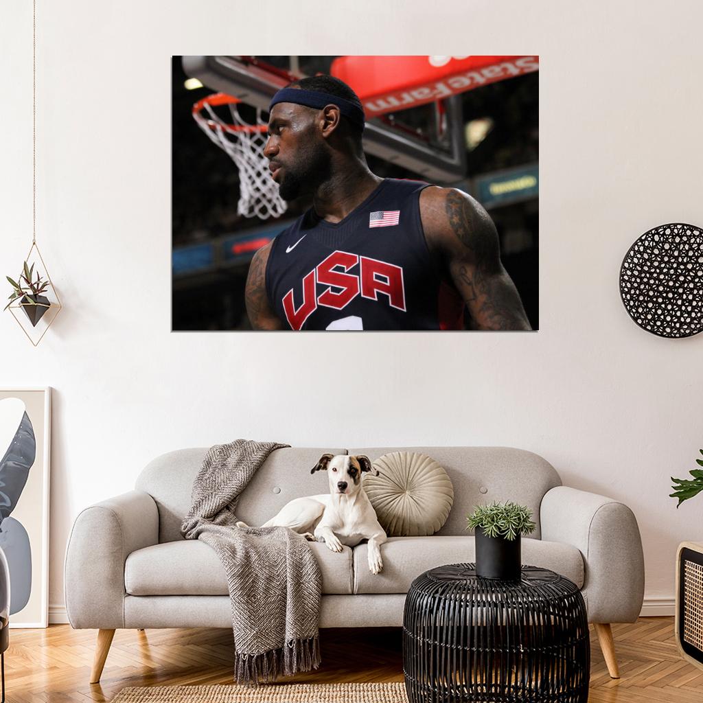 Lebron James USA Team Basketball Sport Wall Art Print Poster