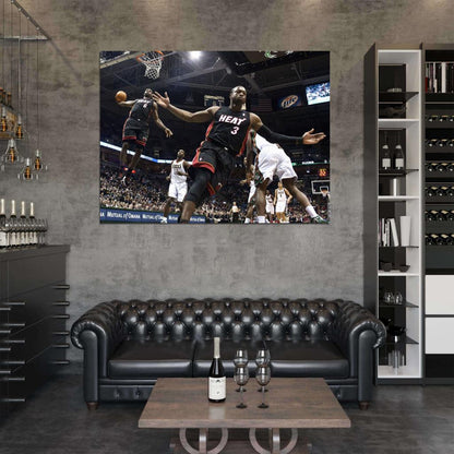 Lebron James Alley-Oop Dwyane Wade Dunk Basketball Sport Wall Art Print Poster